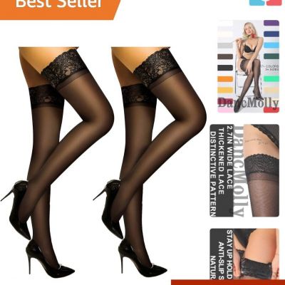 Rich Color 2 Pairs Silky Sheer Women’s Lace Top Pantyhose for Every Occasion